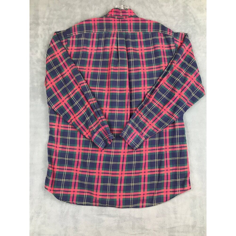 VTG Hunt Club Tartan Plaid Button Down Shirt Mens L Red Navy 90s Grudge - Picture 2 of 7
